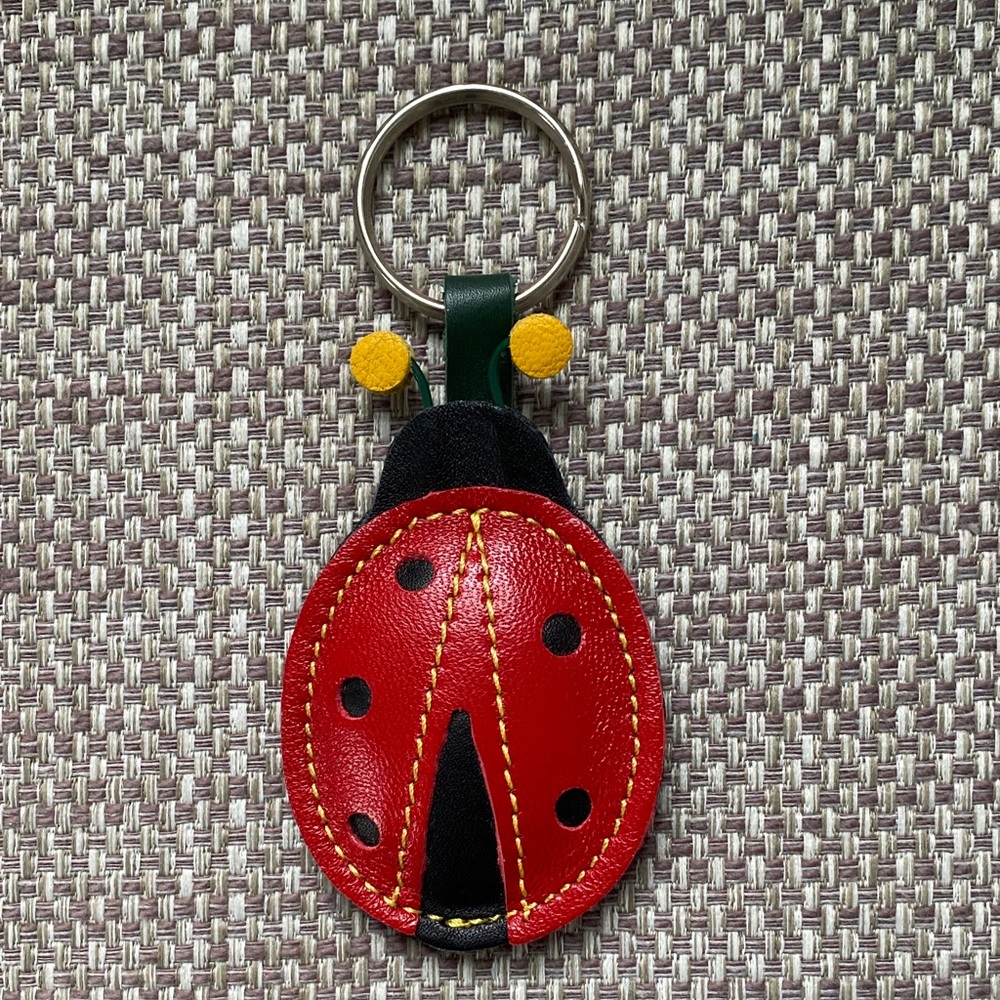 Red Ladybug Leather Keychain